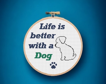Puppy Dog Cross Stitch Pattern: Beginner Easy Dog Art (PDF Download)