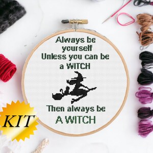 Witch Cross Stitch Kit Witch Spooky Halloween Cross Stitch Kit Halloween Witch Quote Cross Stitch set Spooky Kit Wall Decor Kit Cross Stitch