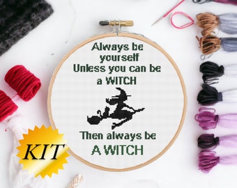 Witch Cross Stitch Kit Witch Spooky Halloween Cross Stitch Kit Halloween Witch Quote Cross Stitch set Spooky Kit Wall Decor Kit Cross Stitch