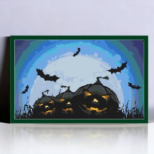 Halloween Kreuzstich Zählmuster Pdf Kürbisse Kreuzstich Design Halloween Decor Spooky Cross Stich Chart Horror Gothic PDF