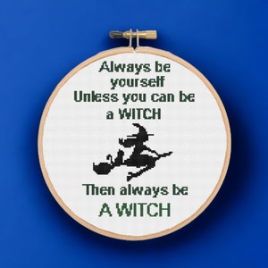 Witch Cross Stitch Pattern: Spooky Halloween Design (PDF Pattern)