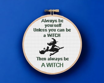 Witch Cross Stitch Pattern: Spooky Halloween Design (PDF Pattern)