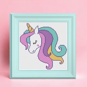 Einhorn Zählmuster PDF Einhorn Kreuzstichvorlage PDF Einhorn Einhorn Muster Geschenk für Mädchen Magisches Einhorn