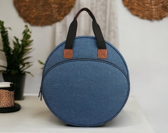 Bolsa para proyectos de punto de cruz azul: organizador de bordados y soporte para agujas de punto de cruz