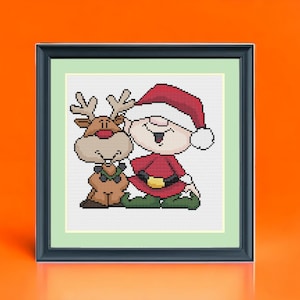 Christmas Cross Stitch Pattern PDF Chart Santa Clouse Cross Stitch Rudolf Reindeer Embroidery Digital Download Christmas Stitching Quilting