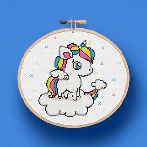 Unicorn Baby Announcement Cross Stitch Pattern - PDF Instant Download | Beginner-Friendly Colorful Animal Chart