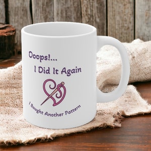 Taza de café amante del punto de cruz, taza de cerámica de 11 oz, regalo de punto de cruz, otro patrón de punto de cruz, taza de café para punto de cruz