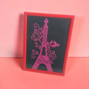 Eiffelturm Wand Dekor Eiffelturm Kreuzstich Rosa Eiffelturm Gerahmt Bild Einweihungsparty Geschenk Paris Liebhaber Geburtstagsgeschenk Schreibtisch Dekor