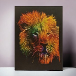 Finished Cross Stitch Lion Colorful Wall Decor Cross Stitch Embroidery Lion Wedding Gift Housewarming Unique Gift Fiber Art Lion