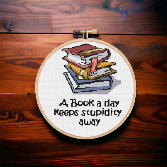 Books Cross stitch pattern PDF Quotes Reading Book lover