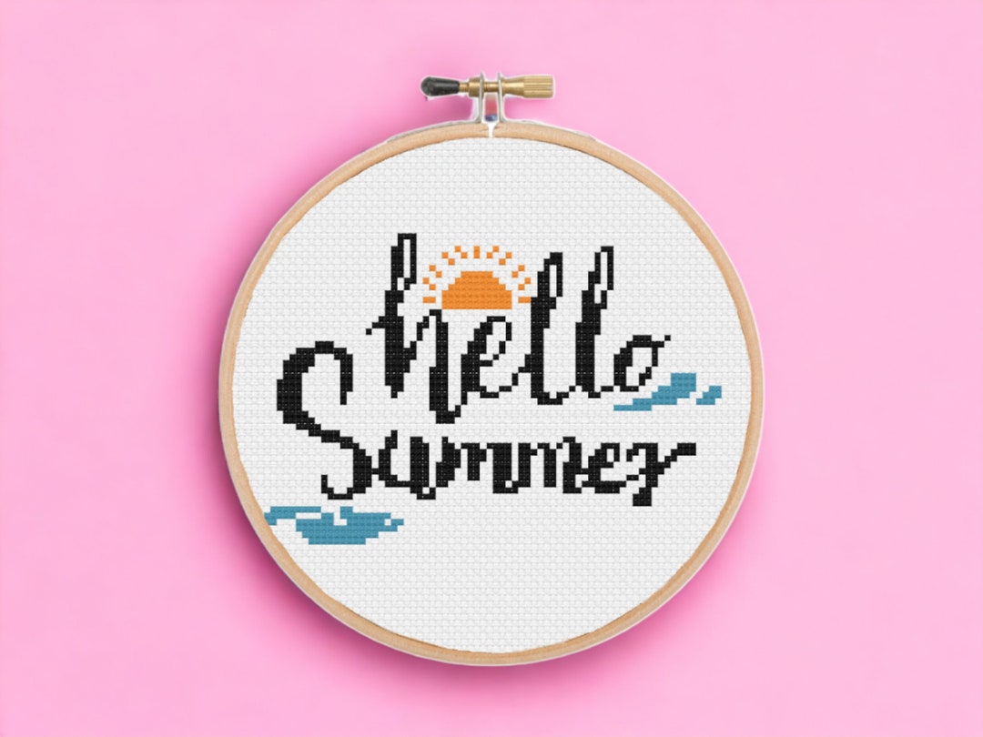 Hello Summer Cross Stitch Pattern PDF Easy Summer Cross Stitch Chart ...