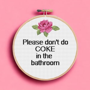 Cross Stitch Pattern Chart Cross Stitch  Cross Stitch PDF Pattern | Funny Cross Stitch PDF Instant Please don&#39;t do Coke in the bathroom