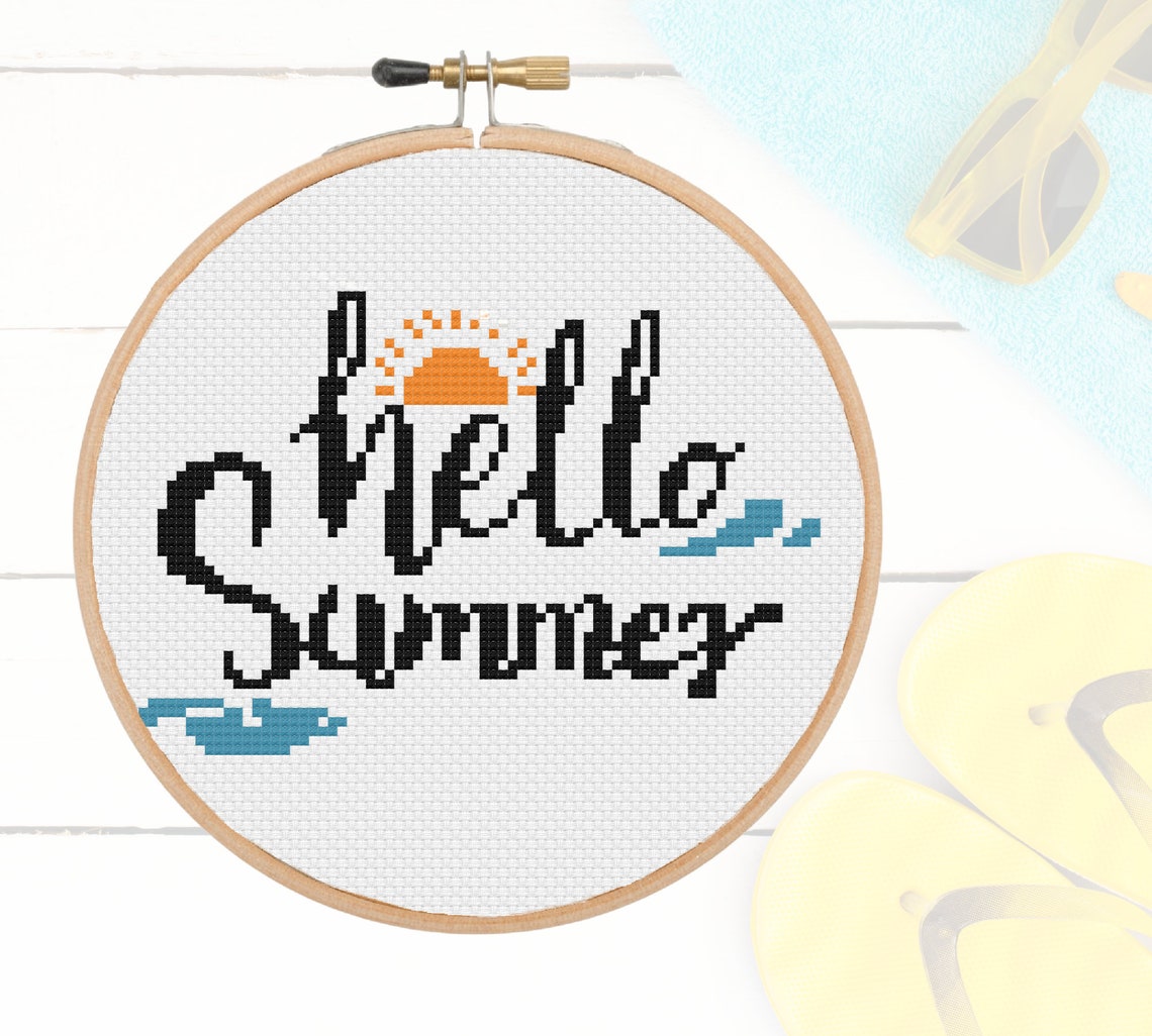 Hello Summer Cross Stitch Pattern PDF Easy Summer Cross Stitch Chart ...