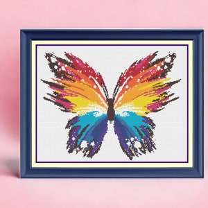 Cross Stitch Pattern Butterfly Colorful Chart Instant Download Animals PDF Insects Cross Stitch Embroidery Pattern Beautiful Beginners