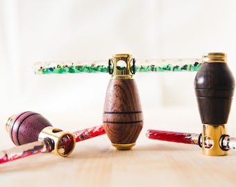 Caleidoscopio de madera hecho a mano con varita de purpurina