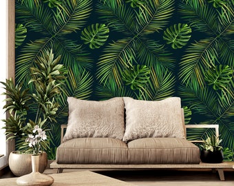 Dark Green Abstract Wallpaper Wall Mural Removable - Etsy