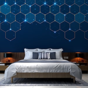 Abstract wallpaper, cube, hexagon, Wall Mural, Removable Wallpaper, Self Adhesive, Peel and Stick, Wall Decor