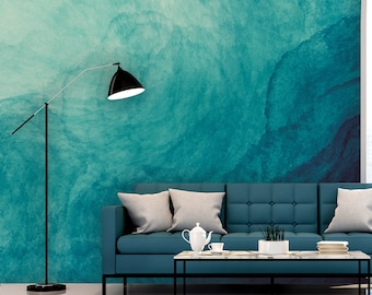 turquoise wallpaper for bedroom