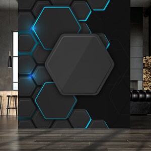 Tapete mit geometrischen Formen, Wissenschaft und Technologie, Wandbild, abnehmbare Tapete, selbstklebend, abziehen und aufkleben, Wanddekoration