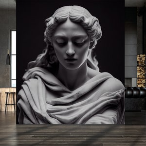 Black and white wallpaper, Goddess, Greek mythology, Wall Mural, Removable, Self Adhesive (Peel&Stick), Non Self Adhesive(Vinyl), Wall Decor