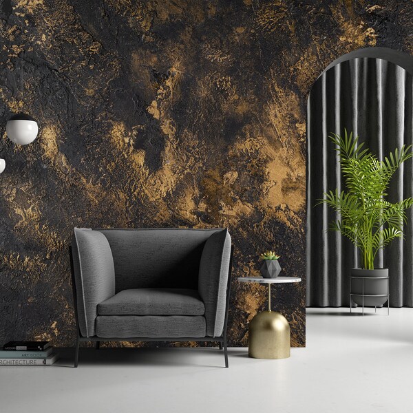 Black and Gold Wallpaper - Etsy