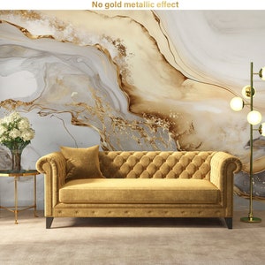 Weiße und goldene Marmortapete, Wandbild, abnehmbar, selbstklebend (abziehen und aufkleben) oder nicht selbstklebend (Vinyl/traditionell), Wanddekoration