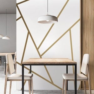 Moderne weiße und braune matte Tapete, geometrisches Wandbild, abnehmbare Tapete, selbstklebend, abziehen und aufkleben, Wanddekoration