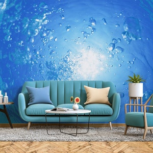 Bubbles underwater wallpaper, Wall Mural, Removable Wallpaper, Self Adhesive, Peel and Stick, Wall Decor