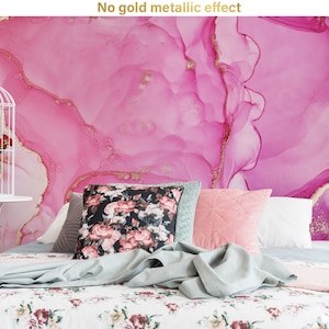 Papel tapiz fotográfico de mármol rosa acuarela, mural de pared abstracto rosa mate, papel tapiz extraíble, autoadhesivo, despegar y pegar, decoración de pared