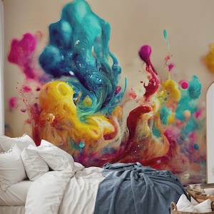 Colorful abstract wallpaper, Wall Mural, Removable, Self Adhesive (Peel and Stick), Non Self Adhesive (Vinyl), Wall Decor