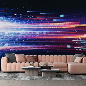 Abstract Wallpaper in Modern Led Light Style, Wall Mural, Removable Wallpaper, Self Adhesive, Peel and Stick, Wall Decor