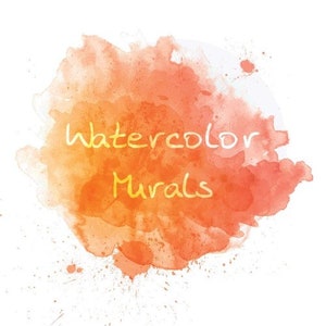 Pu&ograve; includere: Sfondo ad acquerello con il testo "watercolor murals" in giallo.