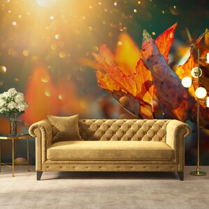 Autumn colorful wallpaper, leaves, tree in autumn park, Removable Wallpaper, Self Adhesive, Peel and Stick, Wall Decor