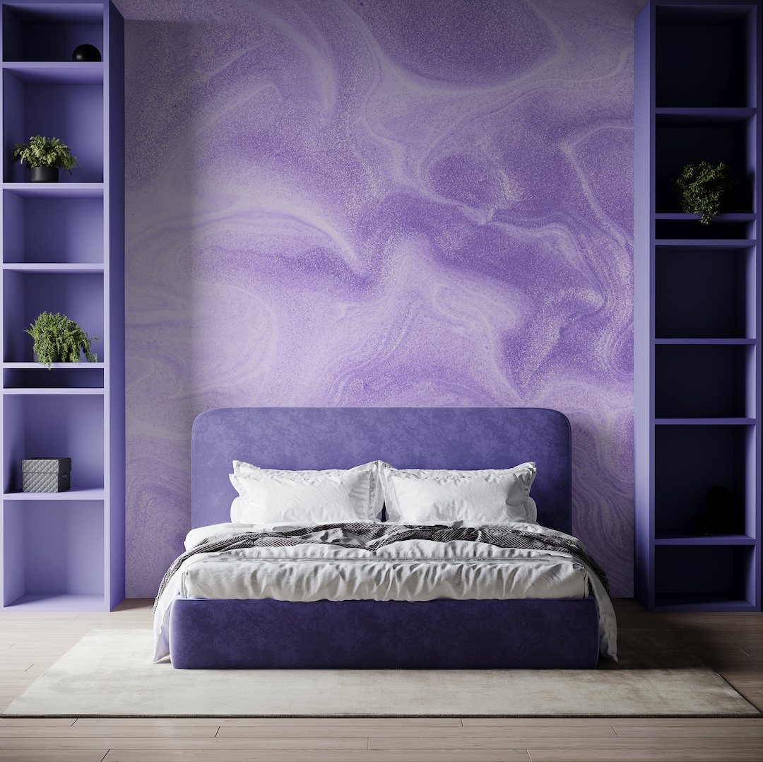 Abstract Purple, Lilac Marble Wallpaper, Wall Mural, Removable, Self ...