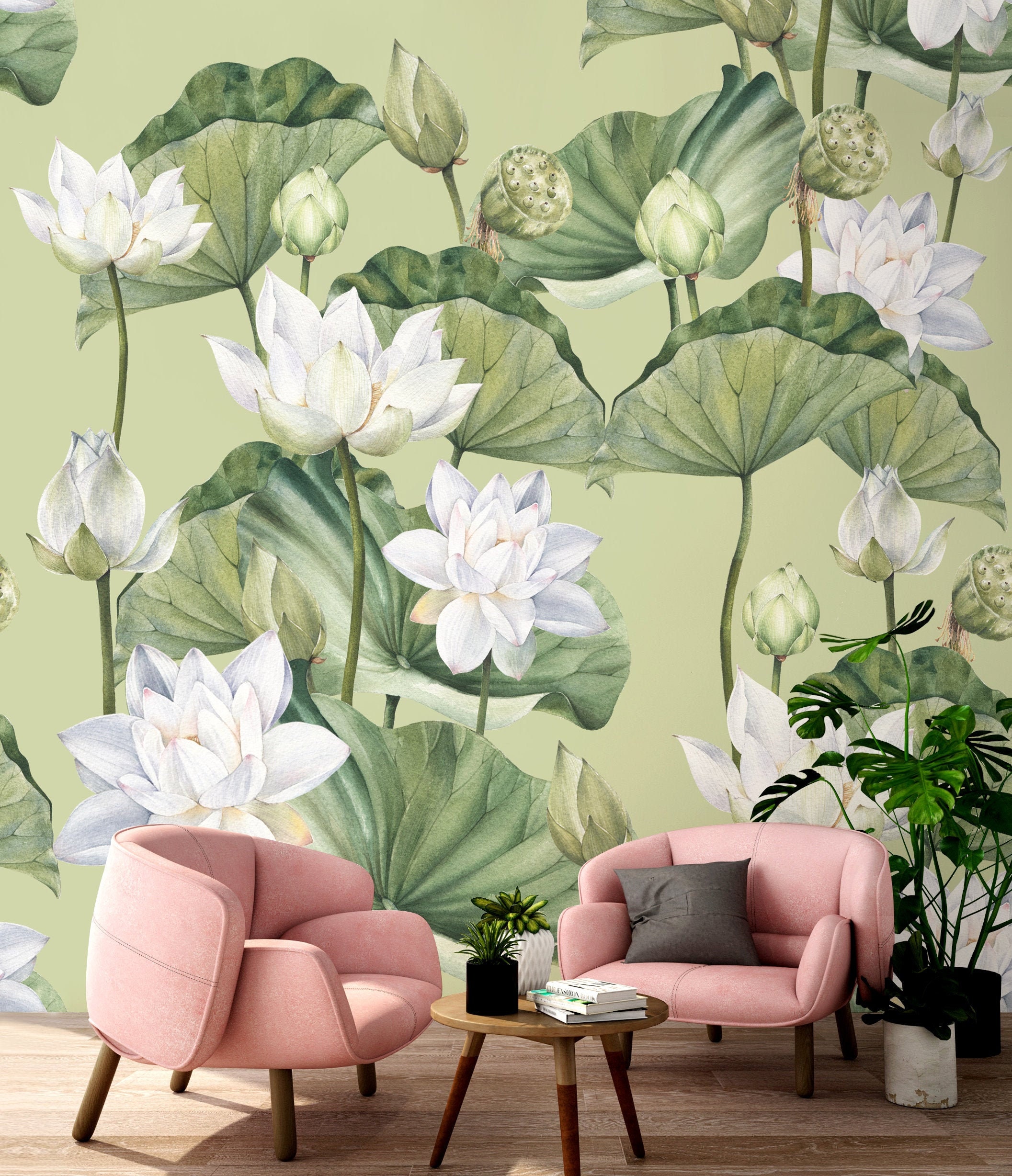 Water Lily Wallpaper - Etsy Water Lily Wallpaper - Etsy