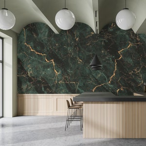 Dark green marble wallpaper, Modern Wall Mural, Self Adhesive (Peel and Stick) or Non Self Adhesive (Vinyl/Traditional)