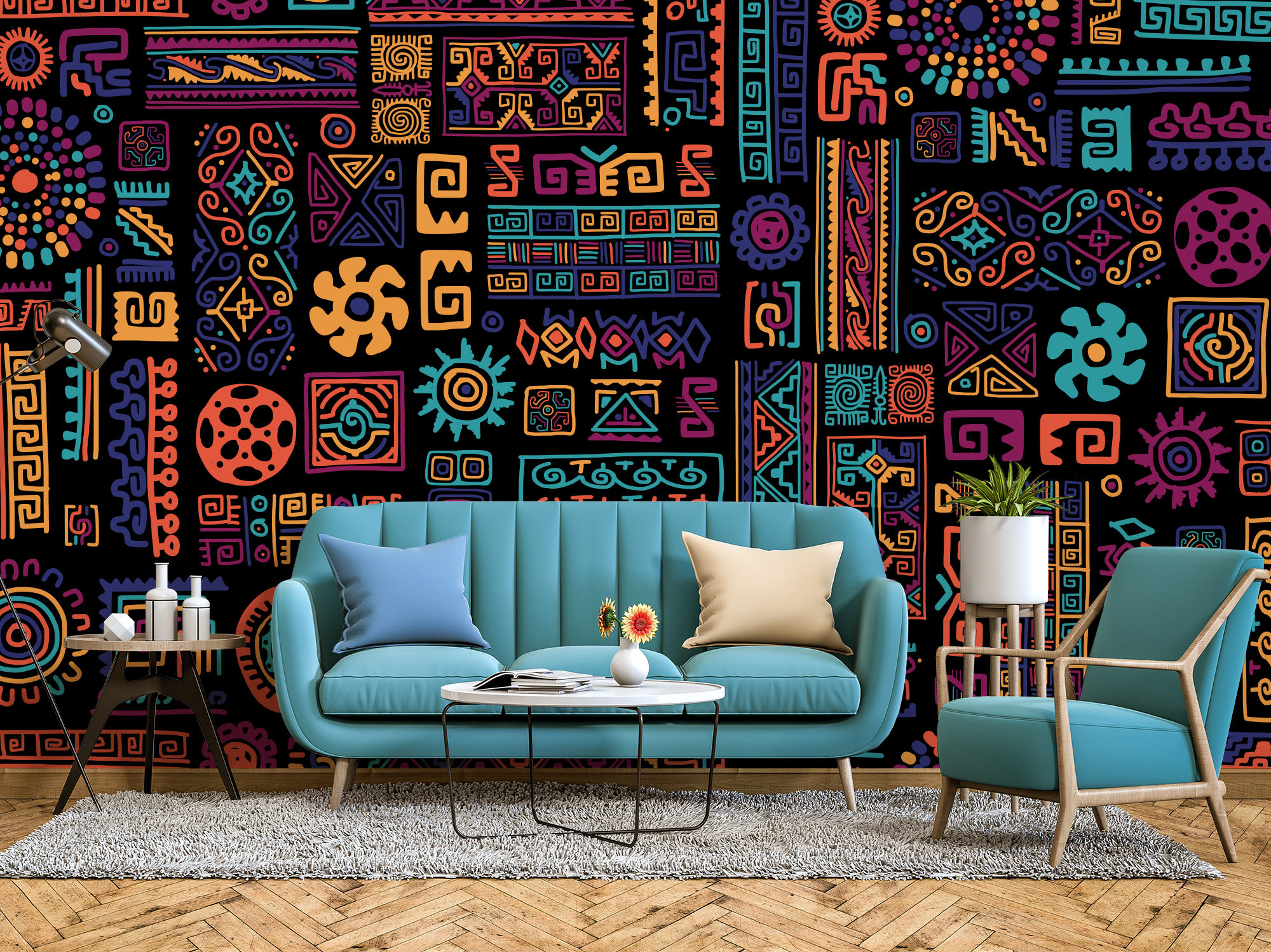 Colorful Wallpaper African Wall Mural Bold Color Wallpaper, 44 OFF