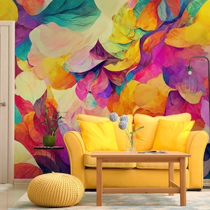 Colorful watercolor wallpaper with abstract pattern, Wall Mural, Removable, Self Adhesive (Peel&Stick), Non Self Adhesive(Vinyl), Wall Decor