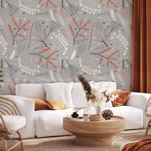 Wallpaper with flowers in pastel colors, Removable Wallpaper, Self Adhesive, Peel and Stick, Wall Decor
