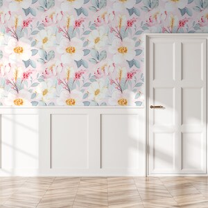 Floral watercolor wallpaper, Wall Mural, Removable, Self Adhesive (Peel and Stick), Non Self Adhesive (Vinyl), Wall Decor