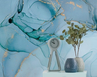Blue and Yellow Matte Marble Wallpaper, Watercolor Abstract Painting Wall Mural,Removable Wallpaper, Self Adhesive,Peel and Stick,Wall Decor