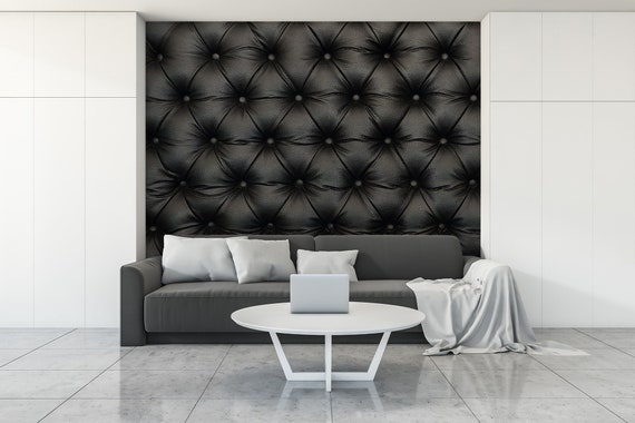 Elegant wallpaper with imitation of black leather, Wall Mural, Removable Wallpaper, Self Adhesive, Peel and Stick, Wall Decor