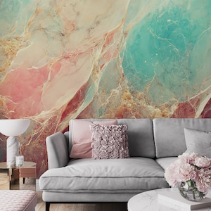 Pastel marble abstract wallpaper, Wall Mural, Removable, Self Adhesive (Peel and Stick) or Non Self Adhesive (Vinyl/Traditional), Wall Decor