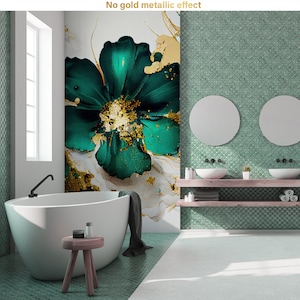 Carta da parati floreale verde astratta, decorazione murale, rimovibile, autoadesiva (stacca e incolla) o non autoadesiva (vinile/tradizionale), decorazione da parete