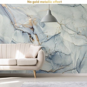 Carta da parati in marmo opaco bianco, grigio e giallo, pittura astratta ad acquerello, carta da parati rimovibile, autoadesiva, stacca e incolla, decorazione da parete