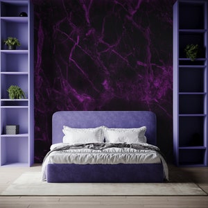 Dunkelviolette Marmortapete, Wandbild, abnehmbar, selbstklebend (Peel&Stick), nicht selbstklebend (Vinyl), Wanddekoration