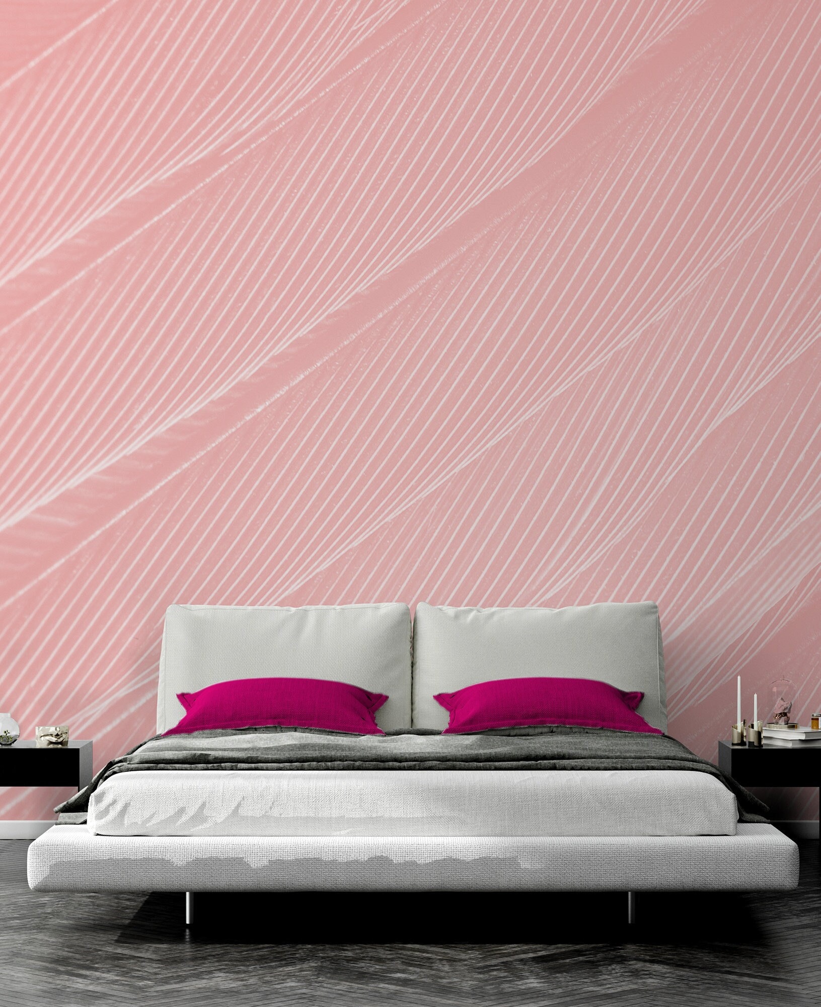 Roze behang met witte watercolrolijnen, geometrisch schil- en plakbehang,  verwijderbare muurmuurschildering, zelfklevend - Etsy België, image size:1631x2000