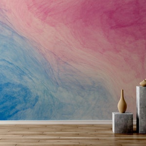 Watercolor Splash Wallpaper, Blue and Purple Stain, Peel and Stick Wallpaper, Removable Wall Mural, Self Adhesive
