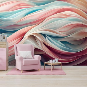 Colorful, pastel, abstract wallpaper, Wall Mural, Removable, Self Adhesive (Peel and Stick), Non Self Adhesive (Vinyl), Wall Decor
