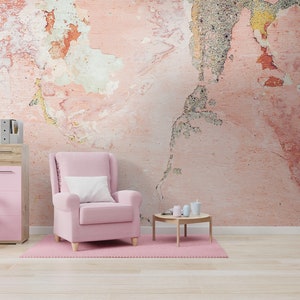 Grunge-Tapete, rosa, Wandbild, abnehmbare Tapete, selbstklebend, abziehen und aufkleben, Wanddekoration